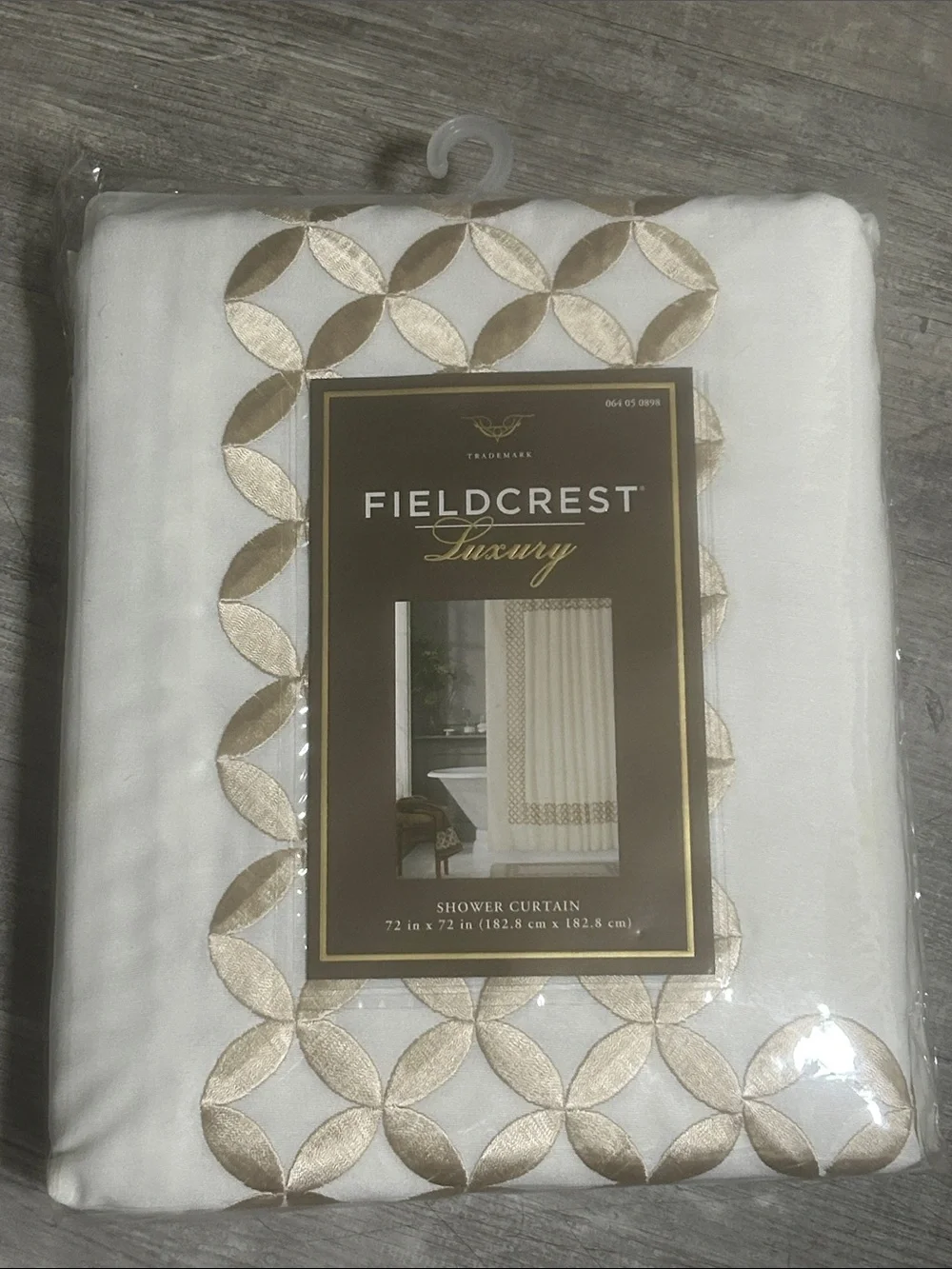 Fieldcrest Luxury White & Gold Embroidered Shower Curtains “NWT”
